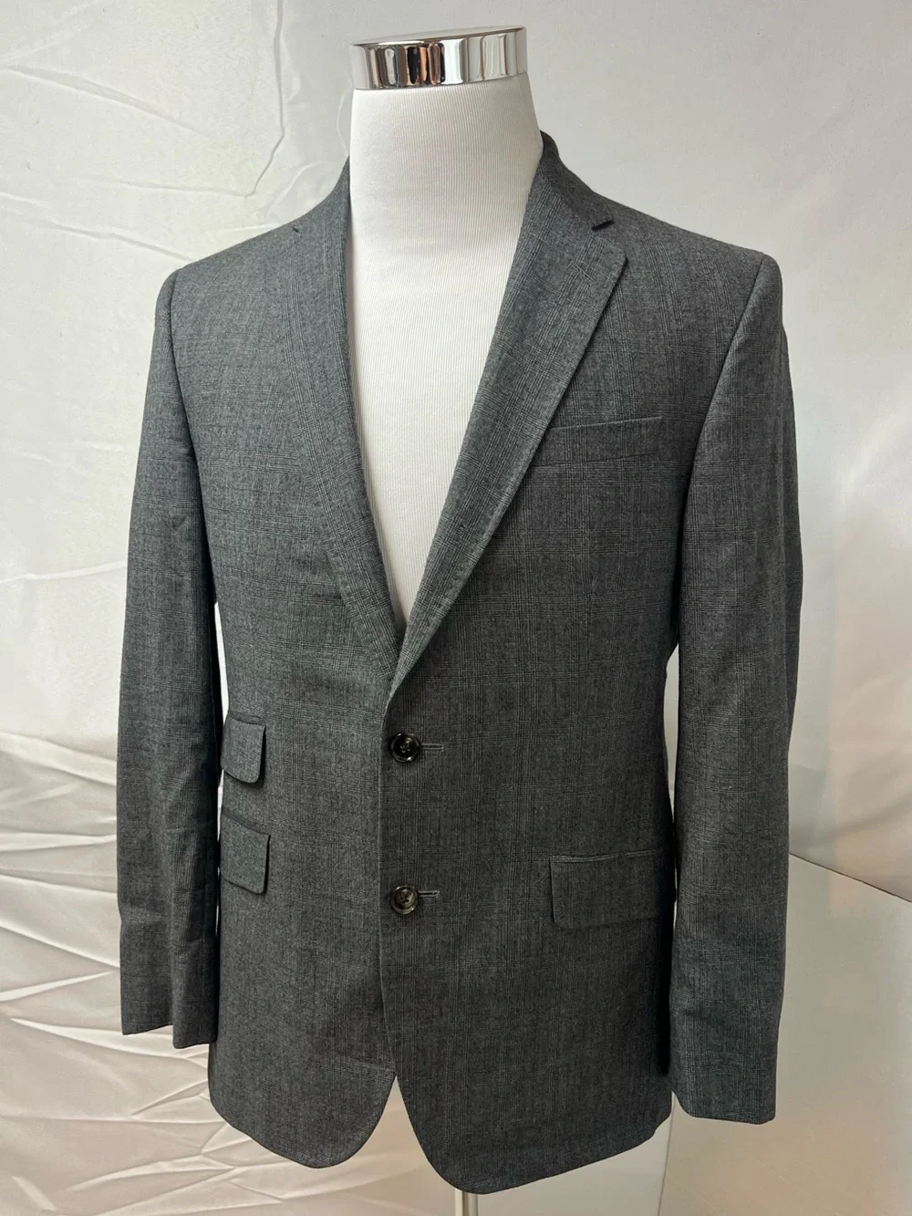 Ted Baker Endurance Men's 40S Slim Fit Gray Purple Plaid Wool Blazer Jacket